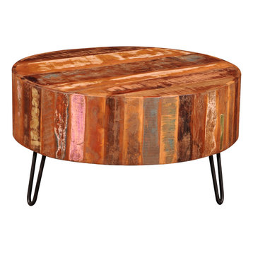 vidaXL Coffee Table Solid Reclaimed Wood Round Couch End Side Telephone Table