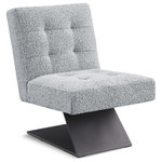 Meridian Furniture - Zeal Boucle Fabric Upholstered Accent Chair, Grey - Rest your bones in style when you're kicked back in this Zeal boucle fabric accent chair. This handsome chair rests on a slanted base, giving it a silhouette that's not easy to miss, no matter where you choose to use it. Upholstered in rich grey boucle fabric from the top of its back to the seat, this chair rests on an all-metal base for impeccable sturdiness and reliability.