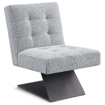 Zeal Boucle Fabric Upholstered Accent Chair, Grey