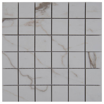 MSI NCAL2X2 Calacatta - 2" Square Mosaic Tile - Matte Porcelain - Marble