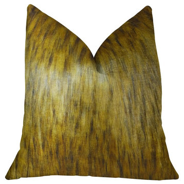 Golden Spirit Wolf Light and Dark Brown Handmade Luxury Pillow, 20"x30" Queen
