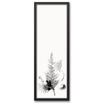 Black and White Transparent Fern 12x36 Black Framed Canvas