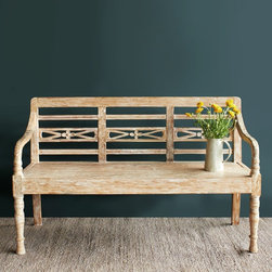 Nomad Java - Recycled Carved 2 Seater Bench - Indoor Benches
