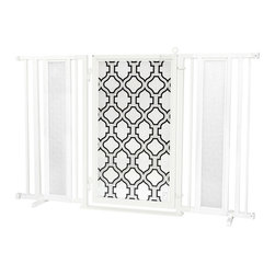Fusion Gates - Fusion Gate with Trellis Design, White Pearl, 60"-65" - Dog Gates