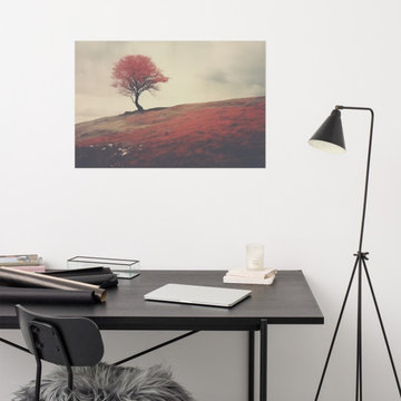 Rustic Art Wall Decor: Autumn Solitude Minimal Botanical Retro Subdued Realism