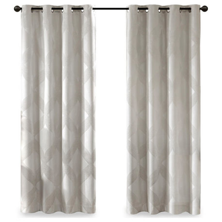 SunSmart Bentley Ogee Total Blackout Window Curtain Panel, White, White, 108"