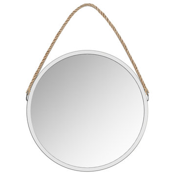 Bolan Silver Framed round mirror with rope