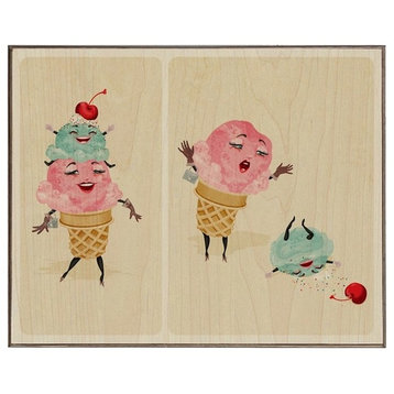 Ice Cream, Birch Wood Print