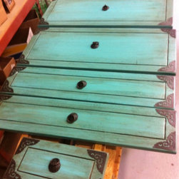 Asian Blue Kitchen Island - Kitchen Cabinetry
