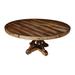 Dallas Rustic Wood 72&rdquo; X Pedestal Round Dining Table | Sierra Living Concepts - Dining Tables