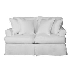 Sunset Trading Horizon Loveseat - Slip Cover Set Only - Performance White - Slipcovers And Chair Covers