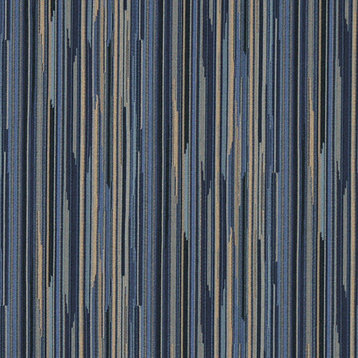 Navy Blue Gold Abstract Striped Contract Grade Upholstery Fabric By The Yard