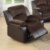 Padded Suede Upholstered Rocker Recliner, Chocolate