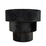 Black Velvet and Suede Mix Large Triple Tier Pendant Light Shade 40cm Diameter
