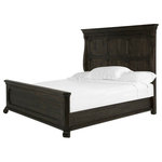 Magnussen - Magnussen Bellamy King Panel Bed in Peppercorn - Warm and inviting like an old French friend, Bellamy welcomes with European inspired styling in a unique Peppercorn finish and matte black pewter accented hardware. Scrolling open woodwork adorns the well appointed media chest doors while roomy dressers and chests feature rounded corners atop rounded bun feet. A plethora of bed options offer upholstered tufted headboards, storage footboards, panel headboards and gorgeous shaped panels with or without sumptuous scrolled design work for a Chateau feel for any taste.