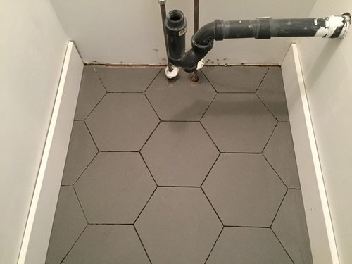 Grey Hexagon Floor Dark Or Light Grout, Light Grey Hexagon Floor Tile Bathroom