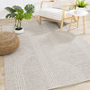 Paris Collection Gray Lines Flatweave Wool Blend Area Rug, 5'3"x7'7"