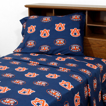 Auburn Tigers Printed Sheet Set, Twin, Solid, Queen