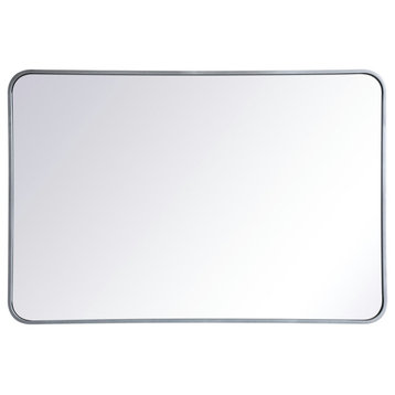 Soft Corner Metal Rectangular Mirror 27X40", Silver