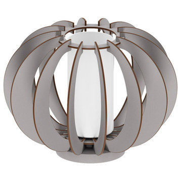 Stellato Colore 1-Light Table Lamp, Matte Nickel, Gray Wood/White Glass Shade