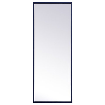 Elegant Decor Eternity 36" x 14" Mid Century Metal Frame Mirror in Blue