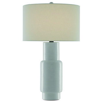 Currey and Company 6000-0300 One Light Table Lamp, White/Satin Black Finish