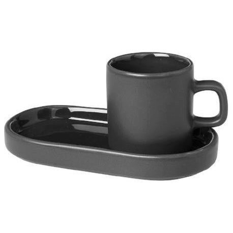 Pilar Espresso Cups 2-Piece Set, With Tray Pewter