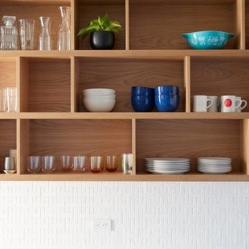 H-Shaped White Kitchen Tiles Backsplash