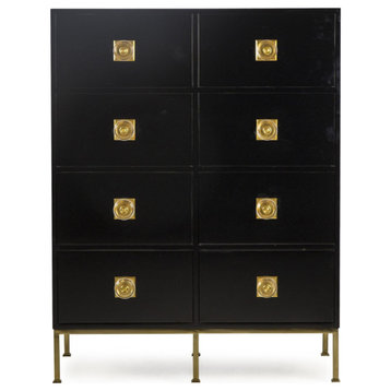 Mallory Chest 8-Drawer Black Lacquer