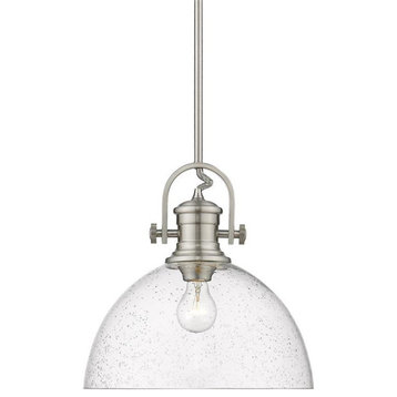 Hines 1 Light Pendant in Pewter with Seeded Glass