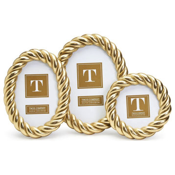 Two's Company Gilded Rope Set of 3 Gold Finish Photo Frame (3 Sizes)