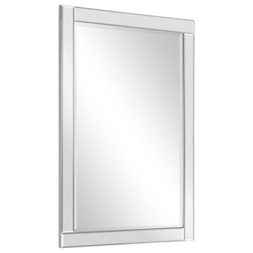 Beveled Rectangle Wall Mirror, Solid Wood Frame With 1"-Beveled Center, 36" X 24"