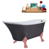55" Streamline N355PNK-BNK Clawfoot Tub and Tray With External Drain