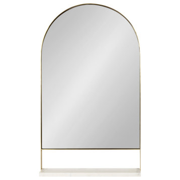 Chadwin Wall Mirror with Shelf, Gold, 20x34