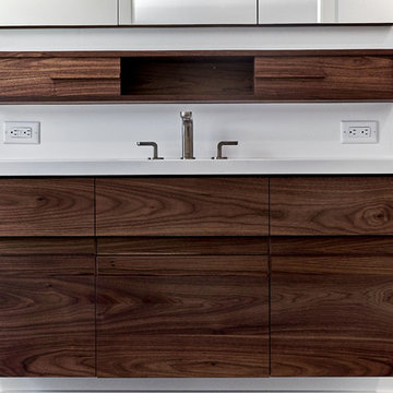 Custom Walnut Vanity and Medicine Cabinets