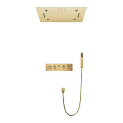 LED Musical Shower System, Hand Shower, Brushed Gold B - Phone Control Light - Showerheads And Body Sprays