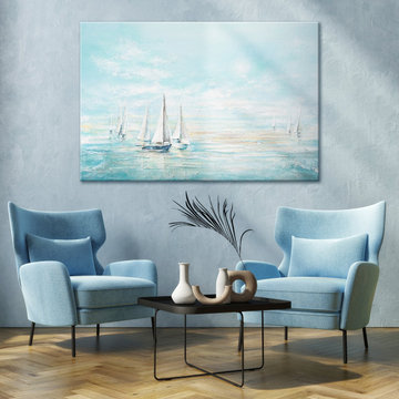 Large abstract art decorations "Sea Blue"