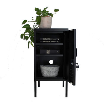 Locker End Table/Bedside Table with Metal Storage Cabinet