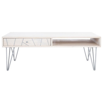 Marigold Coffee Table White Washed/Silver Safavieh