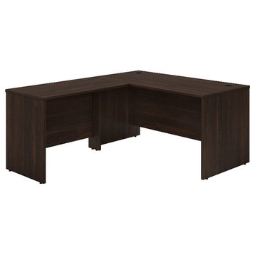 Pemberly Row 60W L Shaped Desk with 42W Return in Black Walnut - Engineered Wood