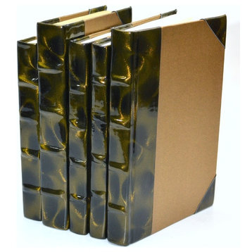 Prismatic Patent Books, Brown and Gold, Set of 5