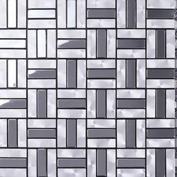 Strip Metal Tiles Backsplash Silver Kitchen Design Ideas - Tile