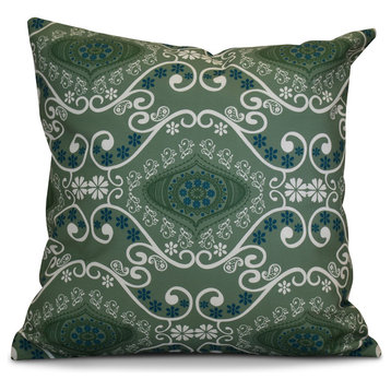Illuminate Geometric Print Pillow, Green, 16"x16"
