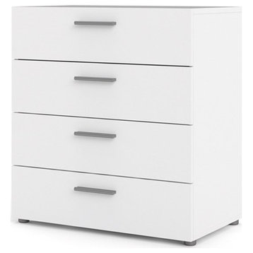 Pemberly Row Contemporary 4 Drawer Engineered Wood Chest in White