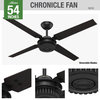 Hunter Fan Company 54" Chronicle Matte Black Ceiling Fan With Wall Control