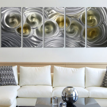 Metallic Vision Deuxième - Silver & Gold Unique Modern Metal Wall Art