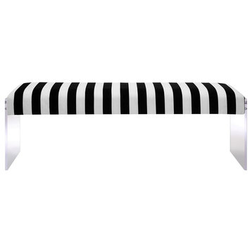 TOV Furniture Envy 17.15"H Modern Style Velvet Bench in Black/White Finish