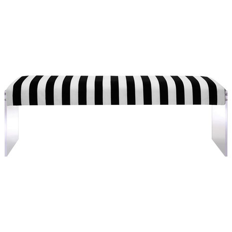 TOV Furniture Envy 17.15"H Modern Style Velvet Bench in Black/White Finish