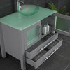 36" Gray Single Vessel Sink Bathroom Vanity, Tempered Glass Top and Sink, Faucet