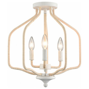 3 Light Semi Flush Mount In Coastal Style-16.75 Inches Tall and 15.75 Inches